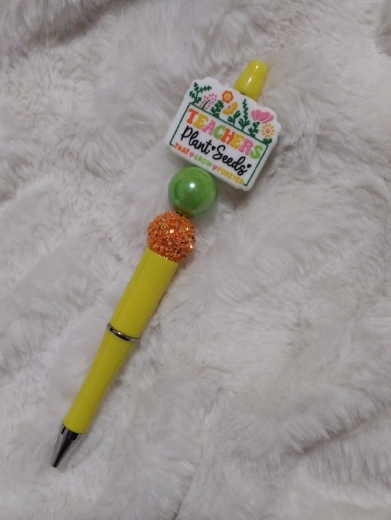 Handcrafted Other - Teacher 'Plant Seeds' Yellow Decorative Pen